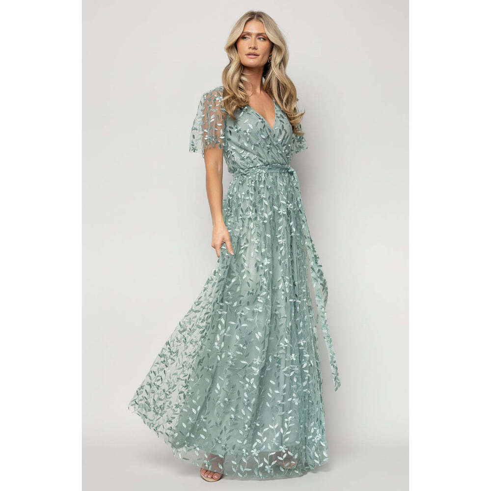 Baltic Born Marseille Embossed Maxi Dress | Eucalyptus Size LL